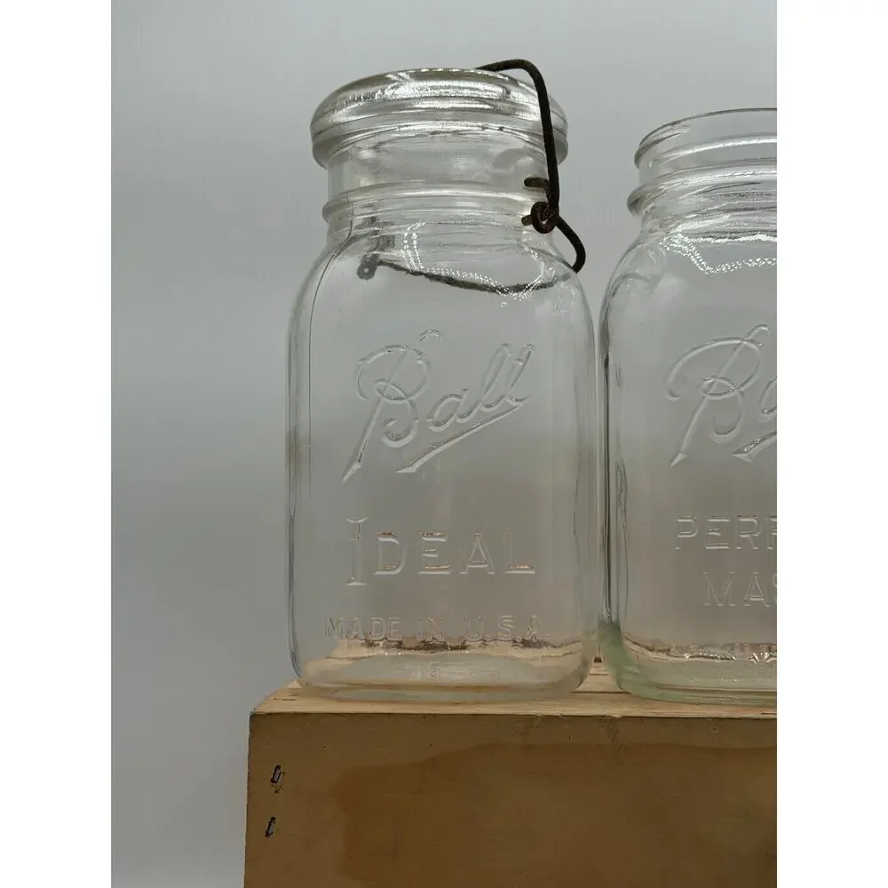 Vintage Clear Glass Ball Mason & Ideal Jars – Set of 3 - 7” Tall